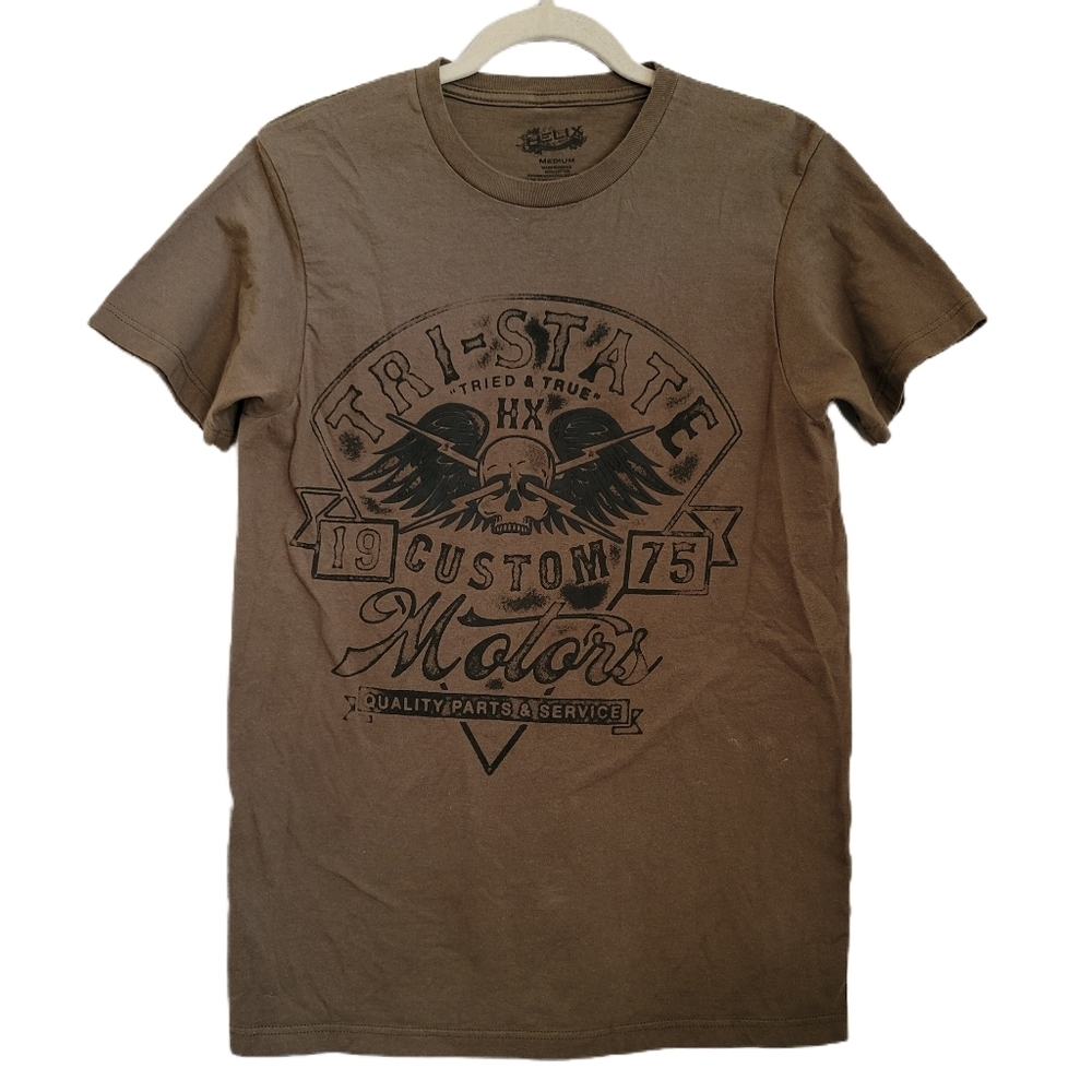 Helix T-Shirt M Medium Brown Tri-State Custom Motors Short Sleeve